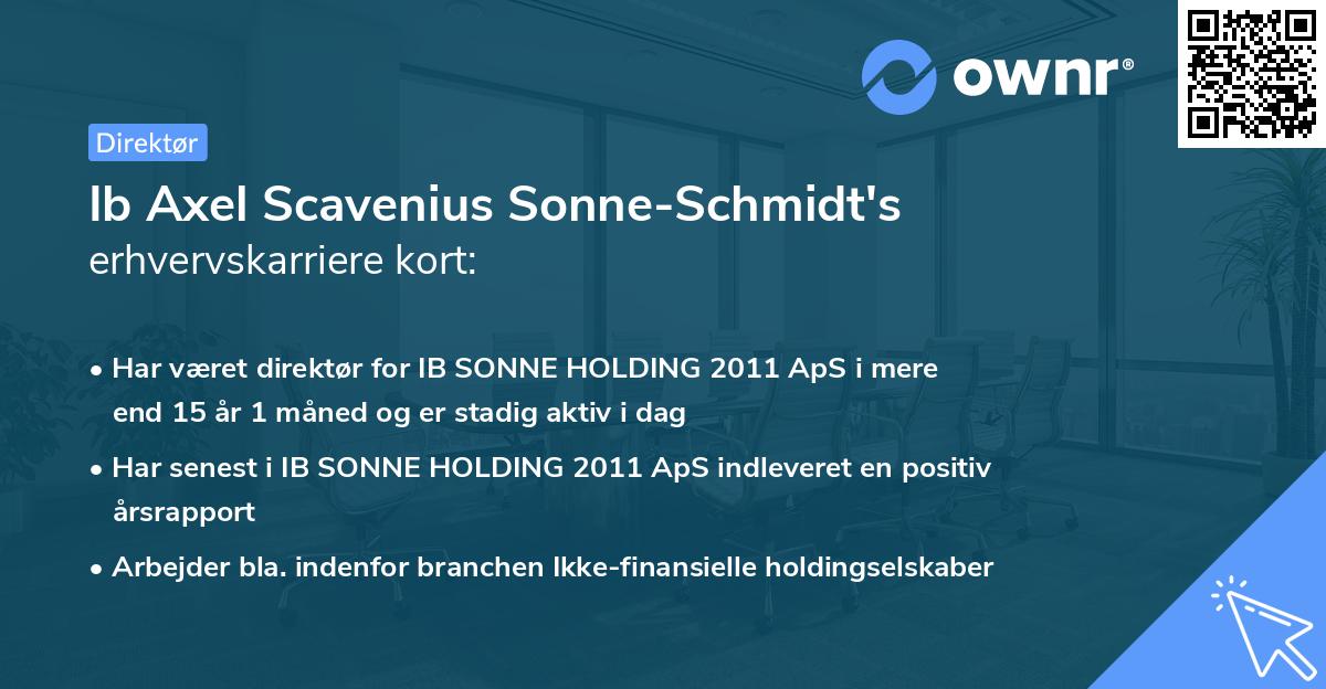 Ib Axel Scavenius Sonne-Schmidt's erhvervskarriere kort