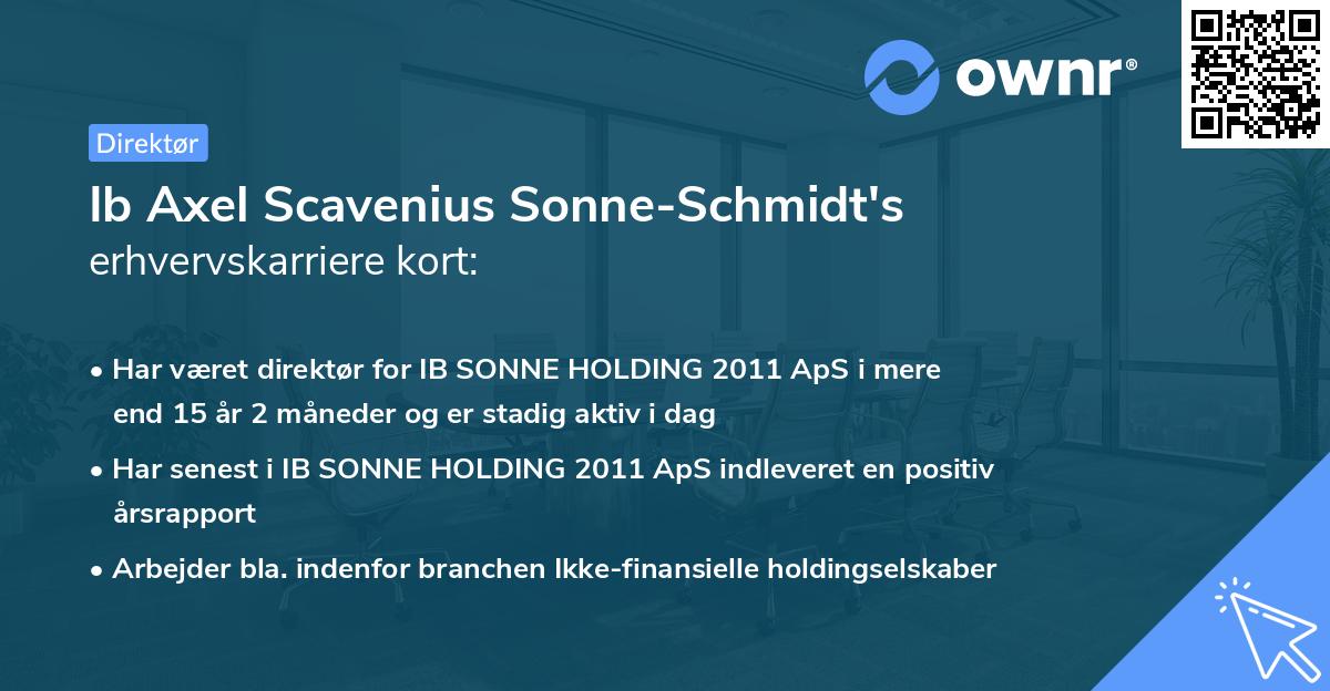 Ib Axel Scavenius Sonne-Schmidt's erhvervskarriere kort