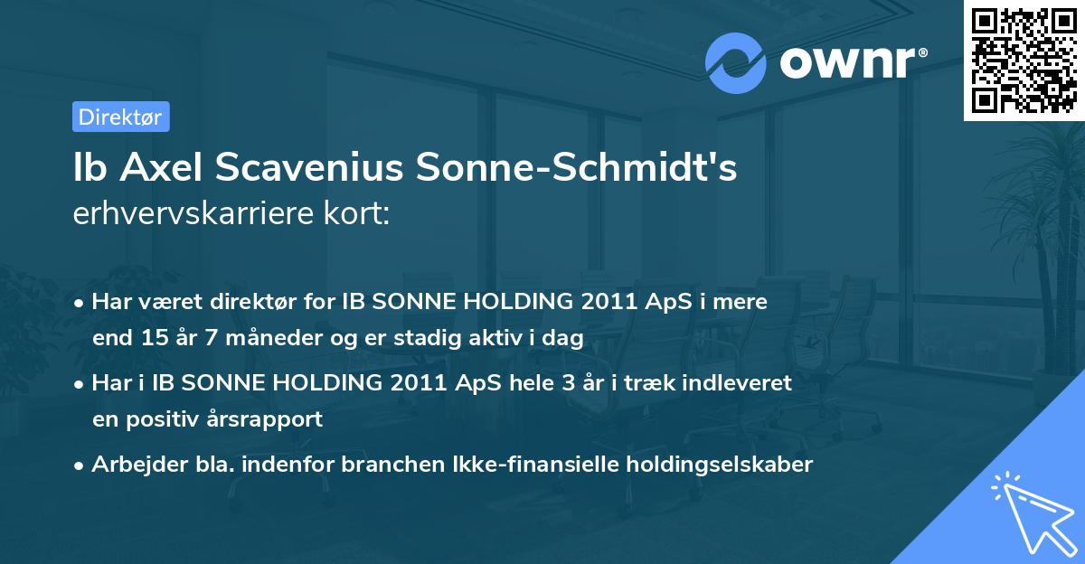 Ib Axel Scavenius Sonne-Schmidt's erhvervskarriere kort