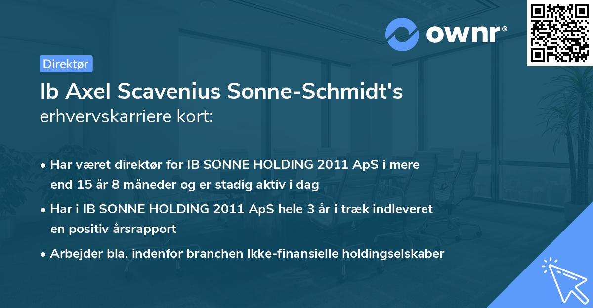 Ib Axel Scavenius Sonne-Schmidt's erhvervskarriere kort
