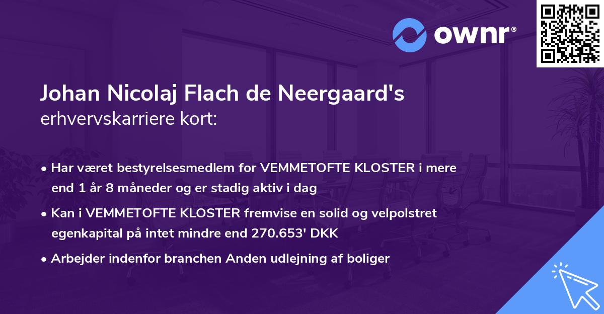 Johan Nicolaj Flach de Neergaard's erhvervskarriere kort