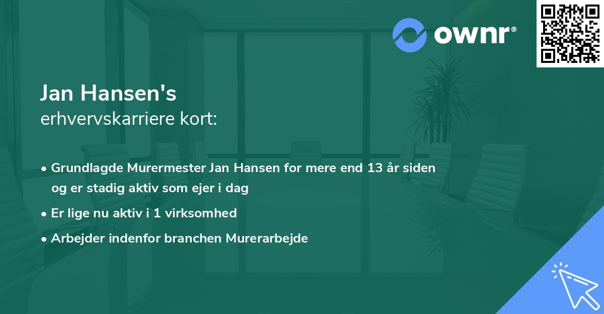 Jan Hansen's erhvervskarriere kort
