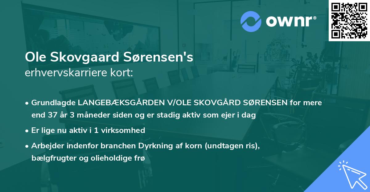 Ole Skovgaard Sørensen's erhvervskarriere kort