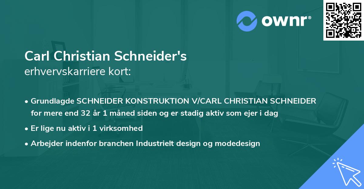 Carl Christian Schneider's erhvervskarriere kort