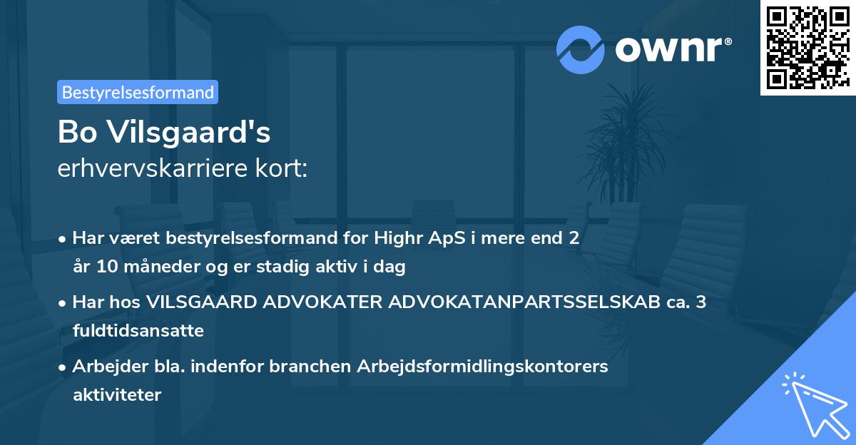 Bo Vilsgaard's erhvervskarriere kort