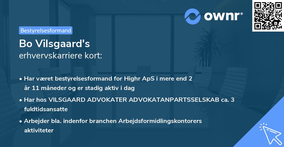 Bo Vilsgaard's erhvervskarriere kort