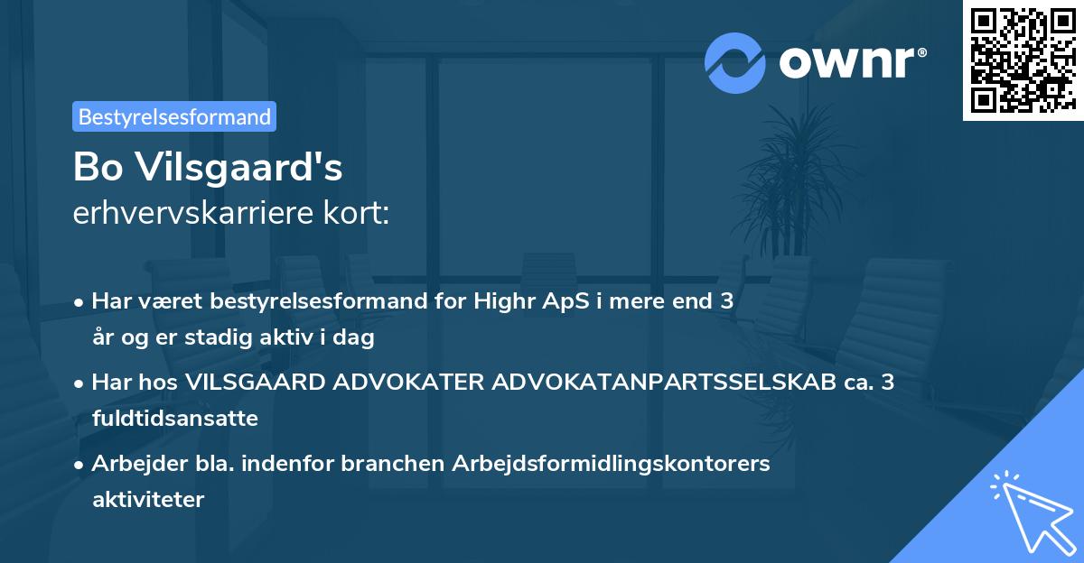 Bo Vilsgaard's erhvervskarriere kort
