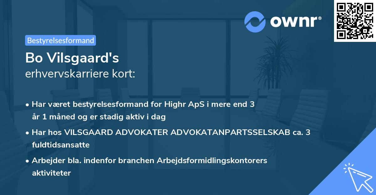 Bo Vilsgaard's erhvervskarriere kort