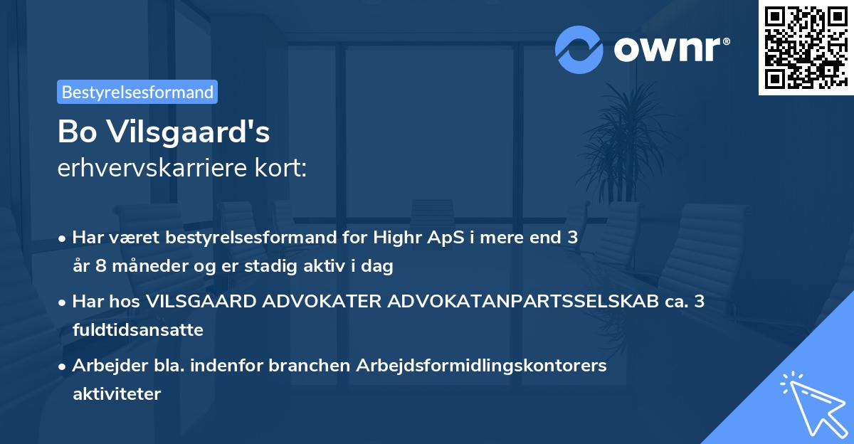 Bo Vilsgaard's erhvervskarriere kort