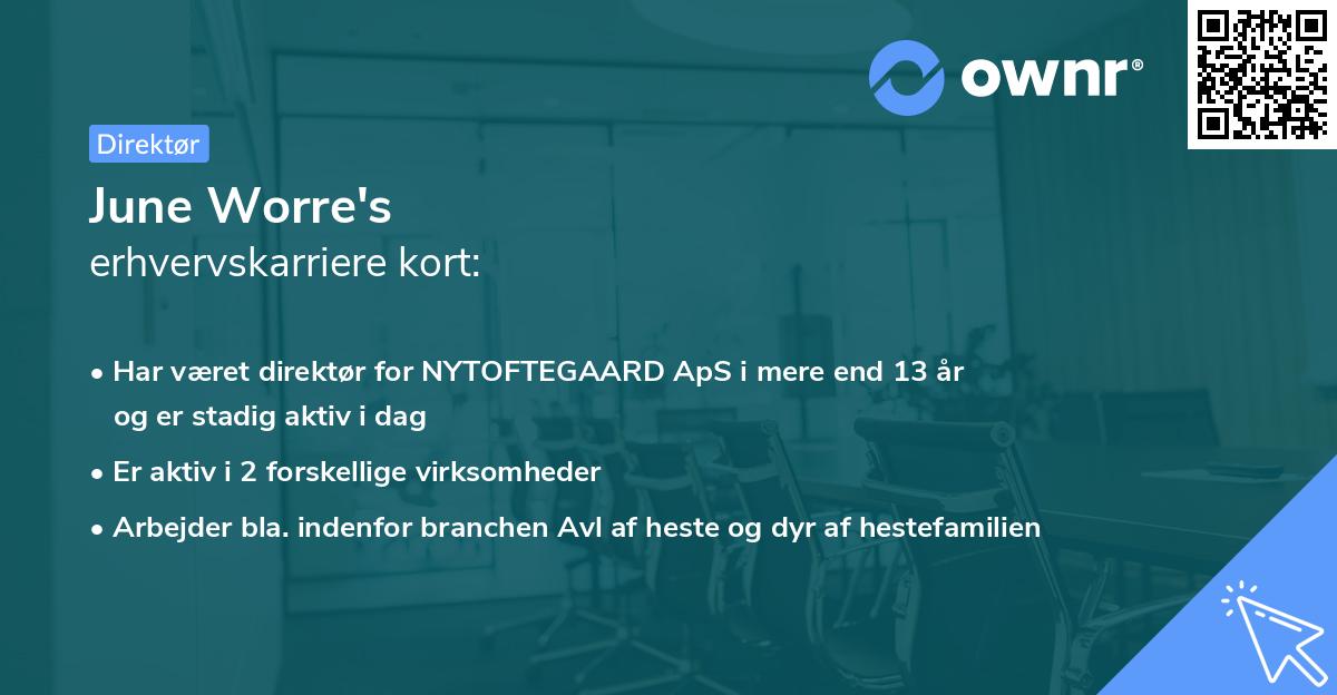 June Worre's erhvervskarriere kort