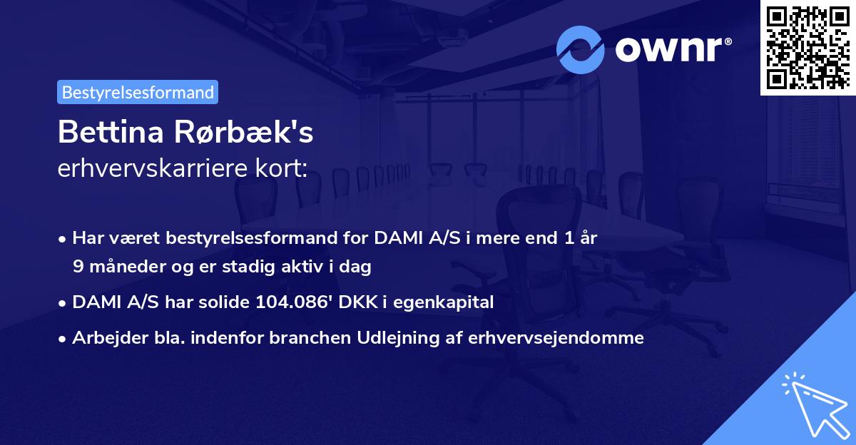 Bettina Rørbæk's erhvervskarriere kort