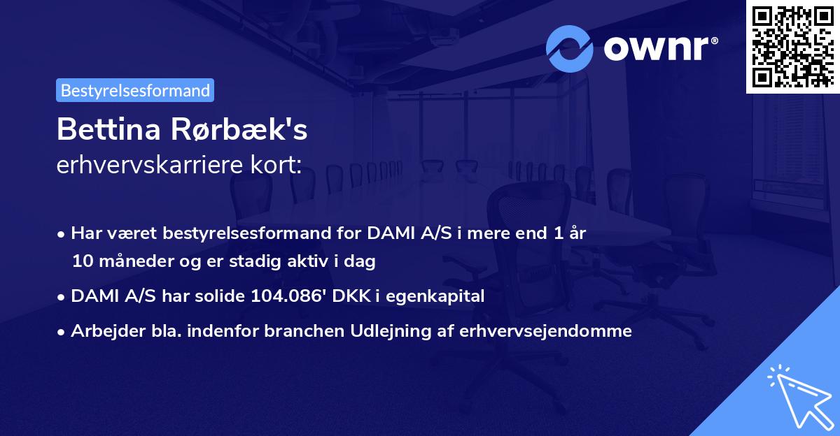 Bettina Rørbæk's erhvervskarriere kort