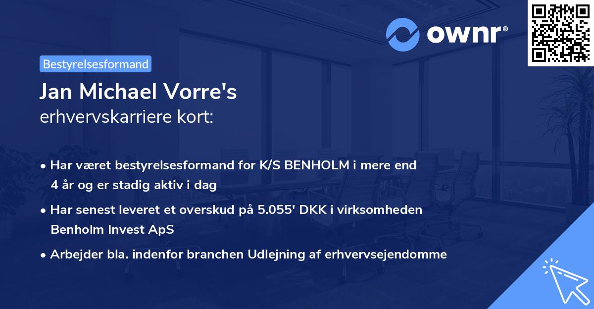 Jan Michael Vorre's erhvervskarriere kort
