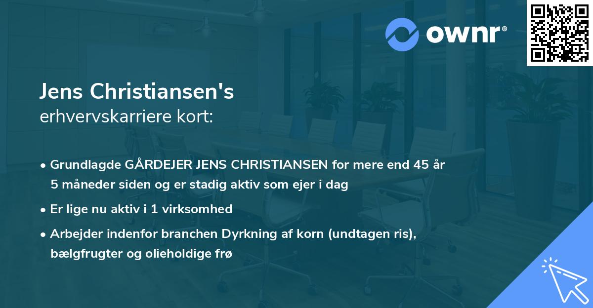 Jens Christiansen's erhvervskarriere kort