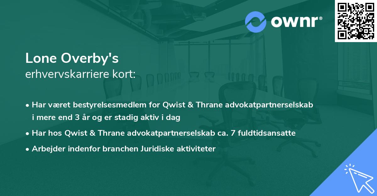 Lone Overby's erhvervskarriere kort