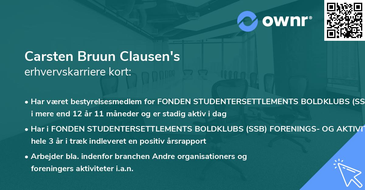 Carsten Bruun Clausen's erhvervskarriere kort