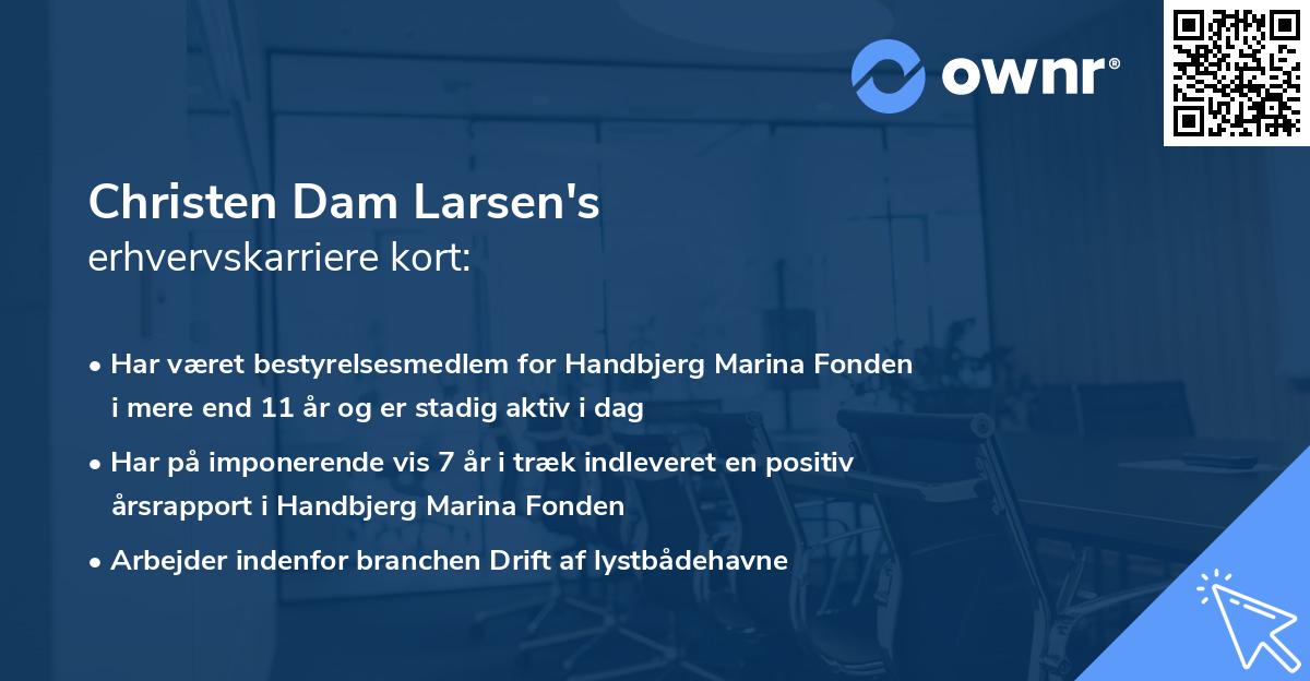 Christen Dam Larsen's erhvervskarriere kort