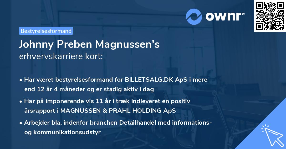 Johnny Preben Magnussen's erhvervskarriere kort