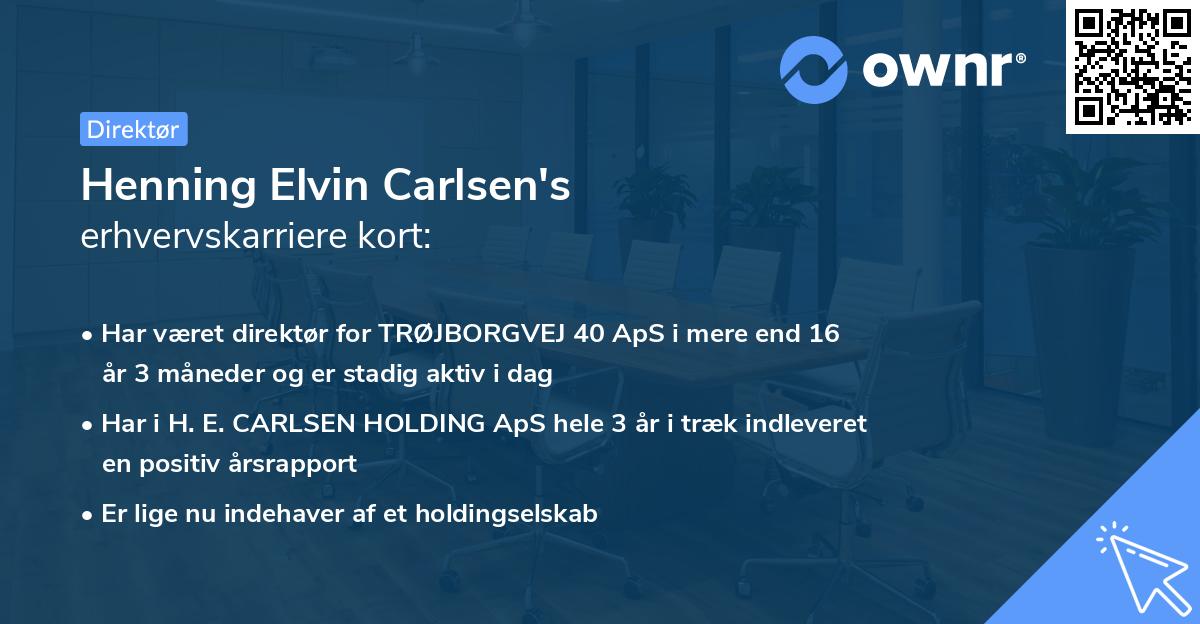 Henning Elvin Carlsen's erhvervskarriere kort