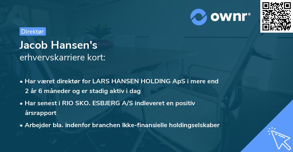 Jacob Hansen's erhvervskarriere kort
