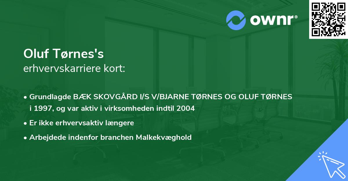 Oluf Tørnes's erhvervskarriere kort