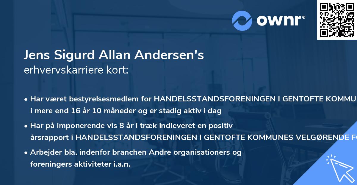 Jens Sigurd Allan Andersen's erhvervskarriere kort