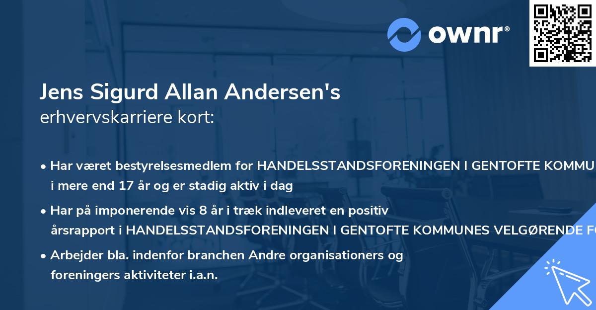 Jens Sigurd Allan Andersen's erhvervskarriere kort