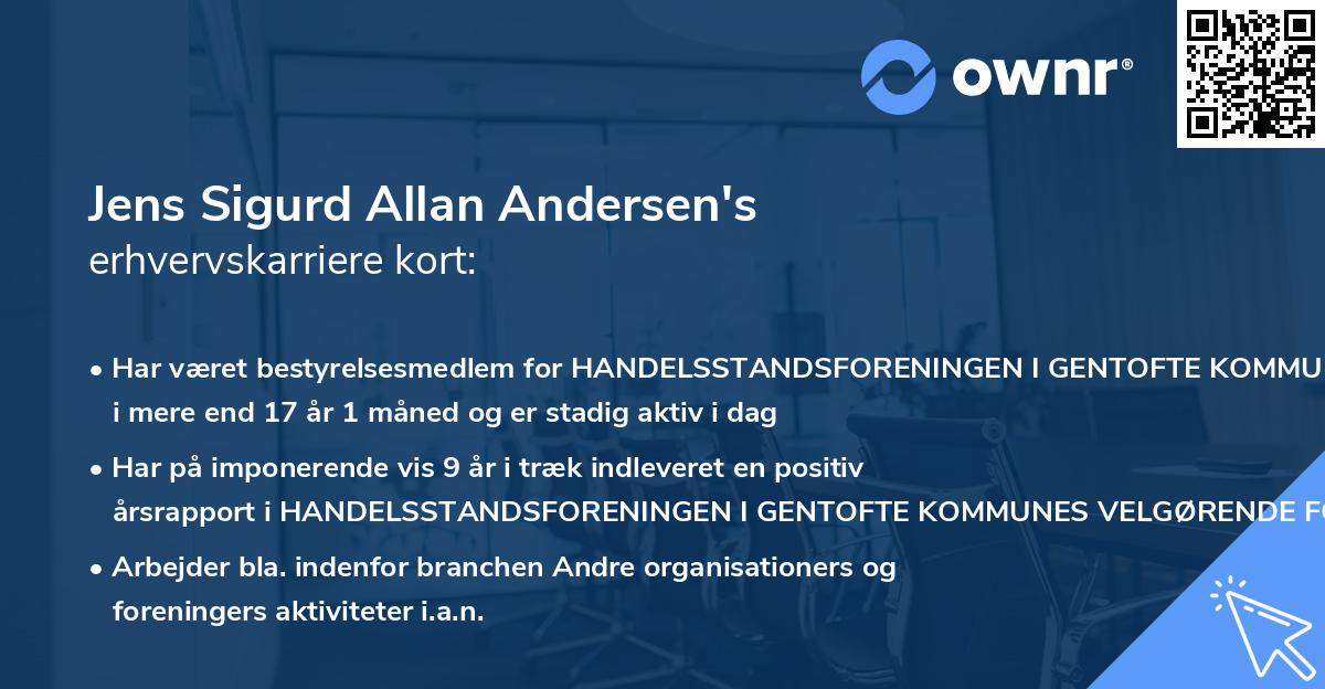 Jens Sigurd Allan Andersen's erhvervskarriere kort