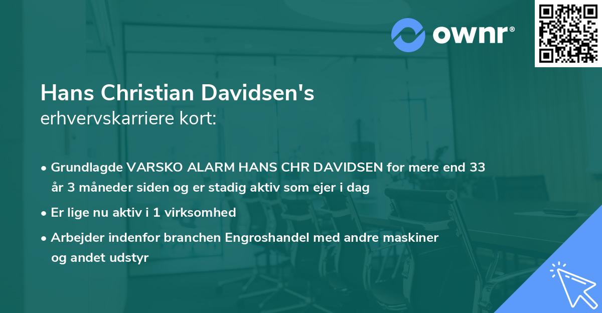 Hans Christian Davidsen's erhvervskarriere kort