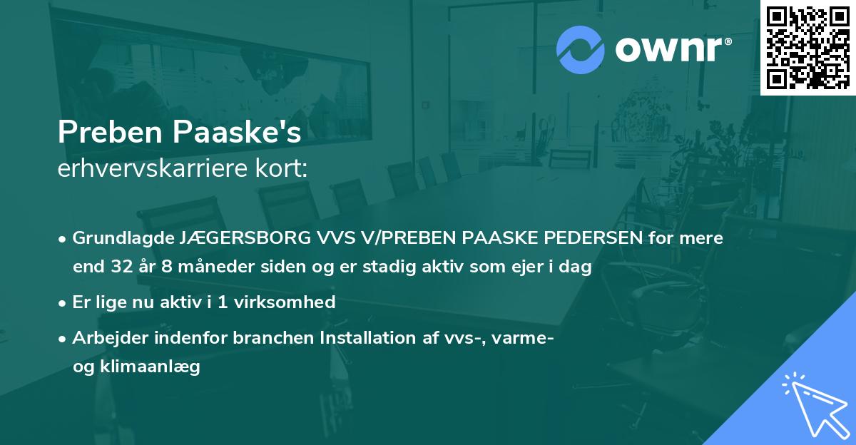 Preben Paaske's erhvervskarriere kort