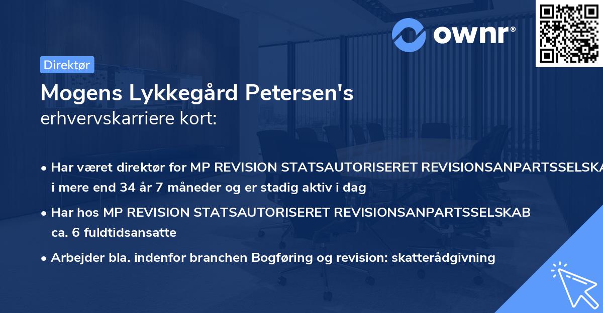 Mogens Lykkegård Petersen's erhvervskarriere kort