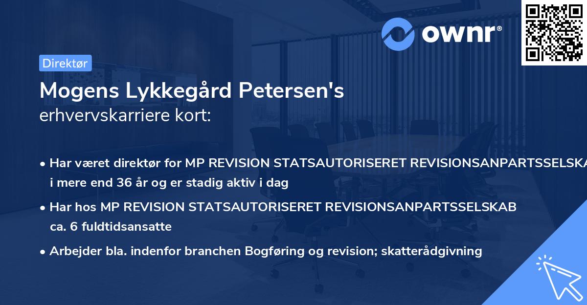 Mogens Lykkegård Petersen's erhvervskarriere kort