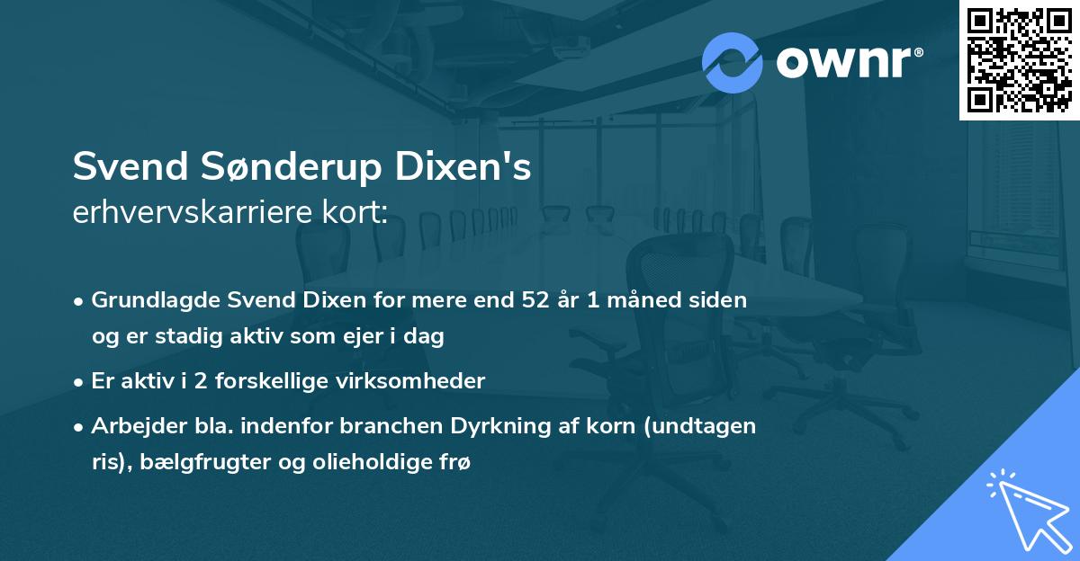 Svend Sønderup Dixen's erhvervskarriere kort