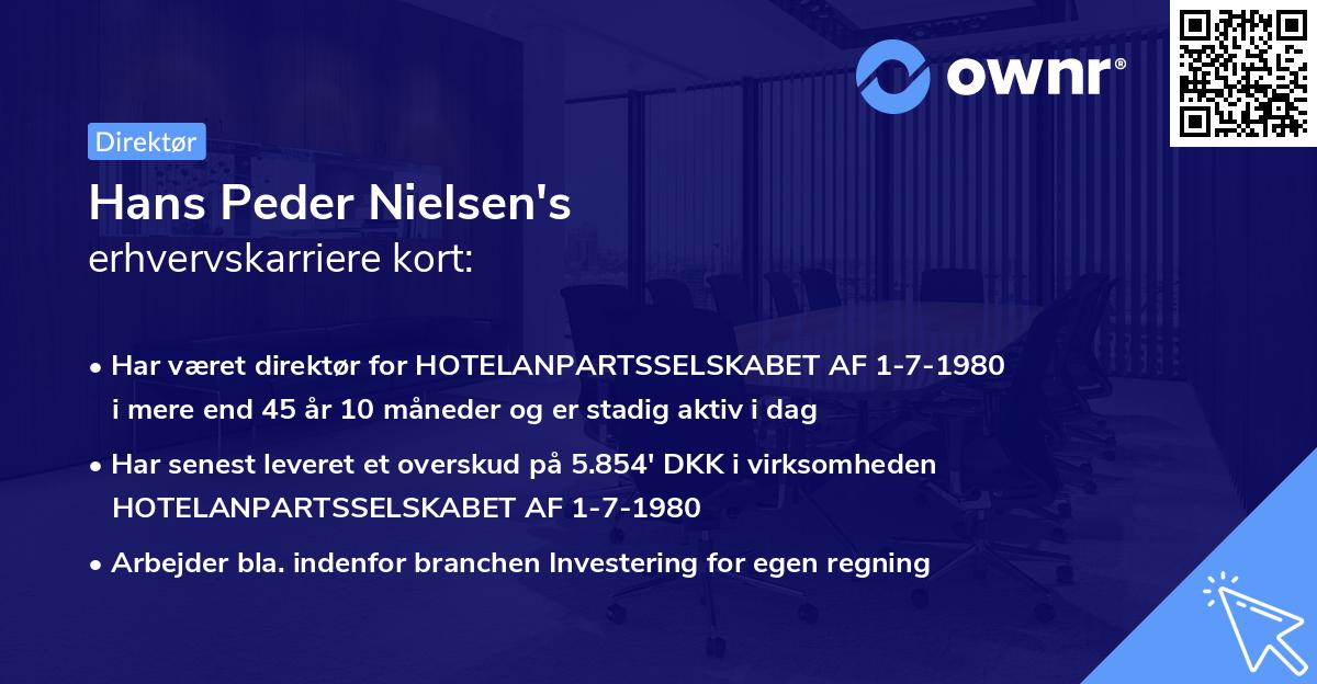 Hans Peder Nielsen's erhvervskarriere kort