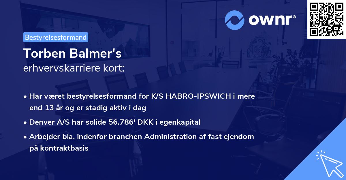 Torben Balmer's erhvervskarriere kort