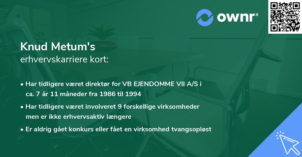 Knud Metum's erhvervskarriere kort