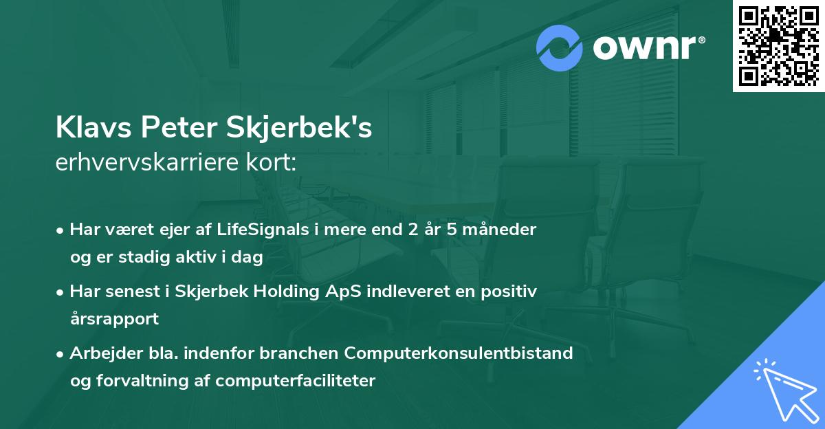 Klavs Peter Skjerbek's erhvervskarriere kort