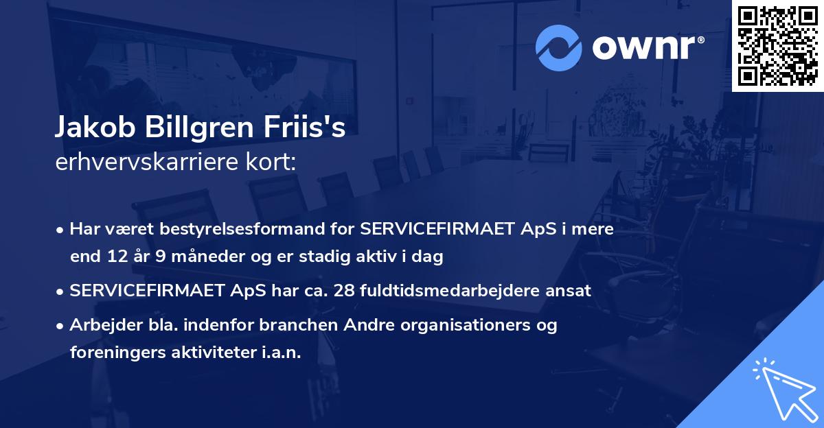Jakob Billgren Friis's erhvervskarriere kort