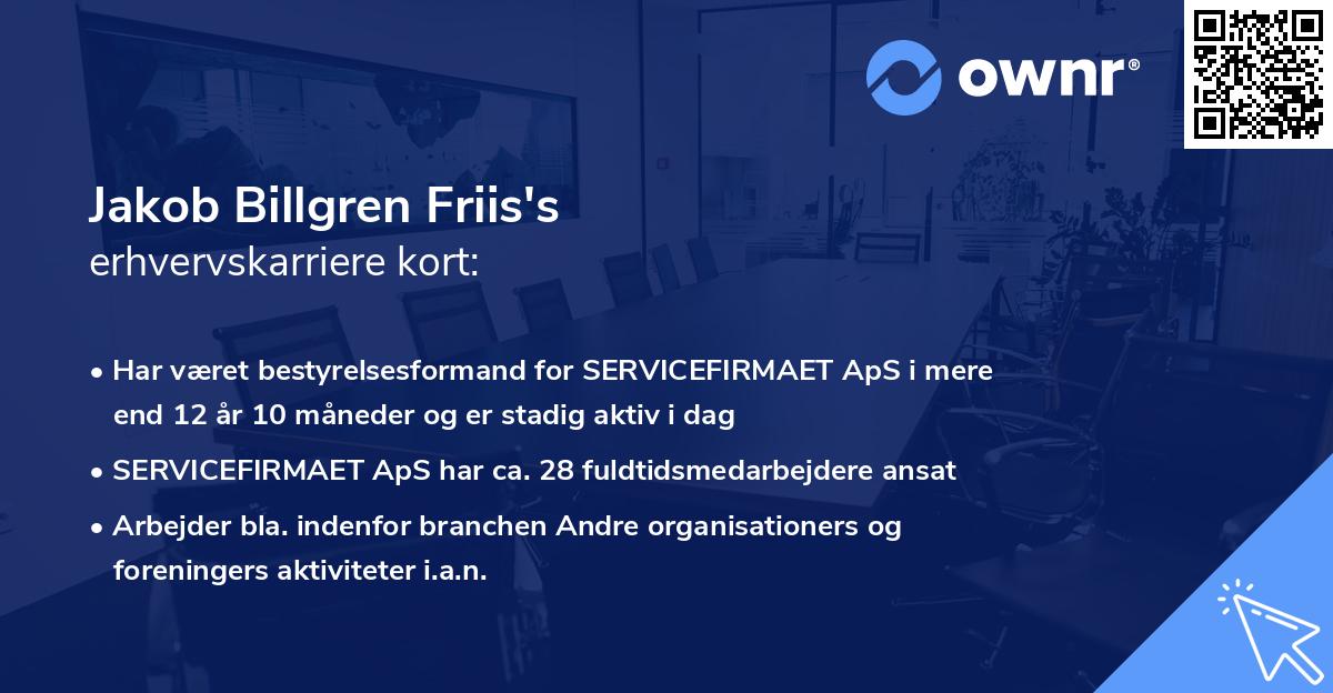 Jakob Billgren Friis's erhvervskarriere kort