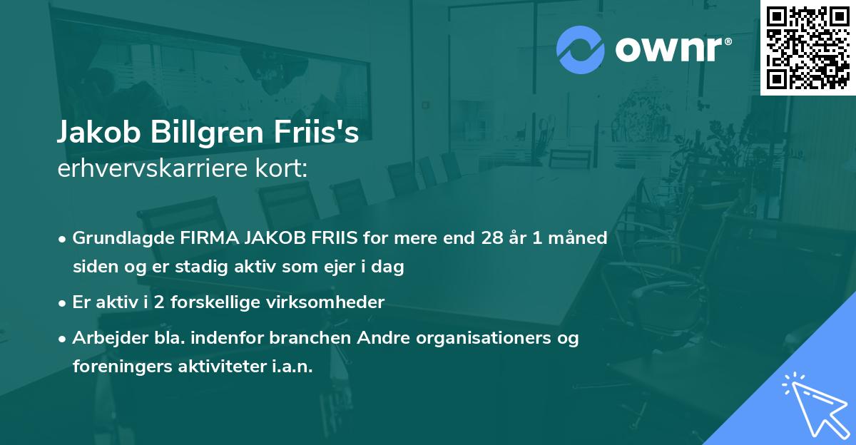 Jakob Billgren Friis's erhvervskarriere kort