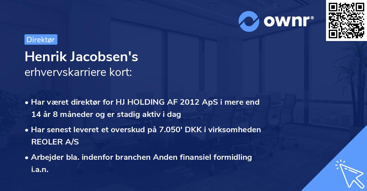 Henrik Jacobsen's erhvervskarriere kort