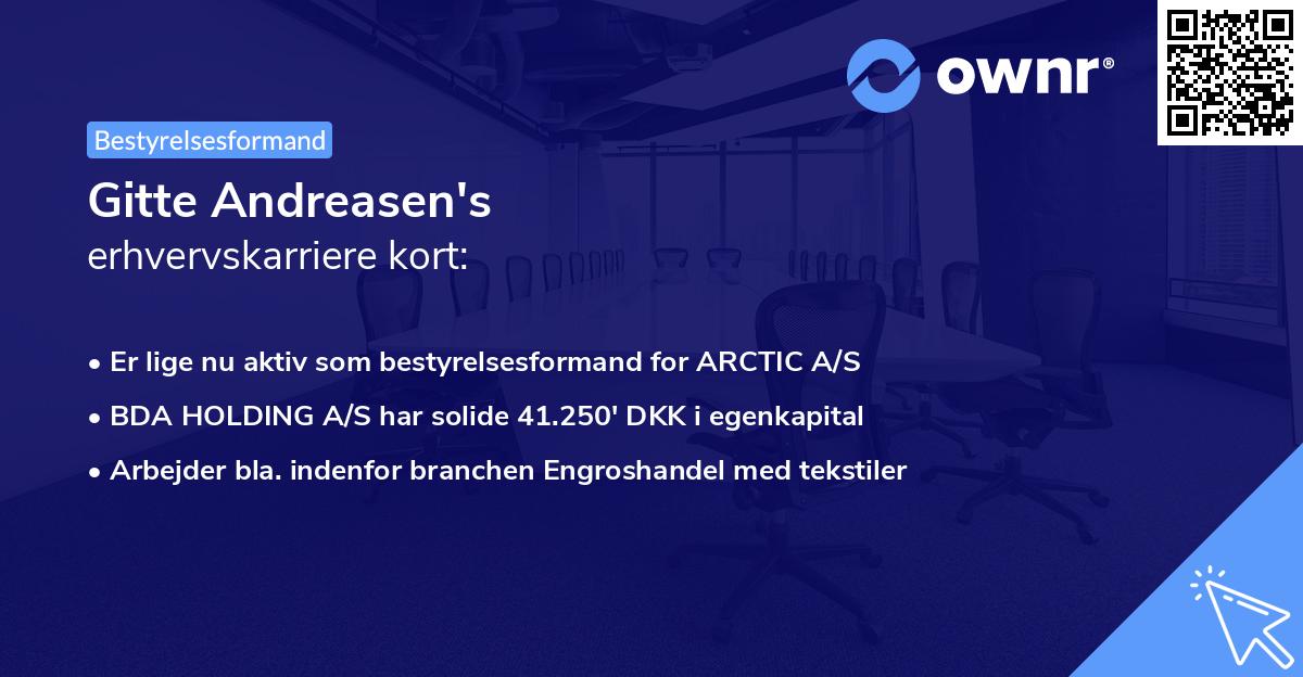 Gitte Andreasen's erhvervskarriere kort