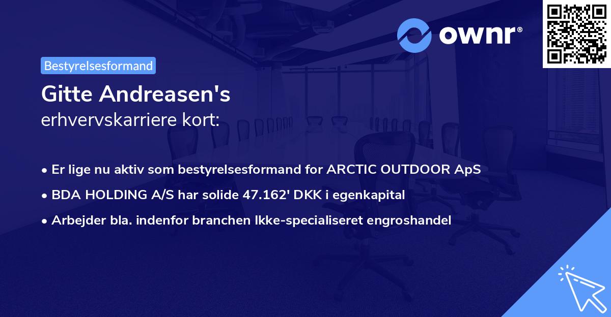 Gitte Andreasen's erhvervskarriere kort