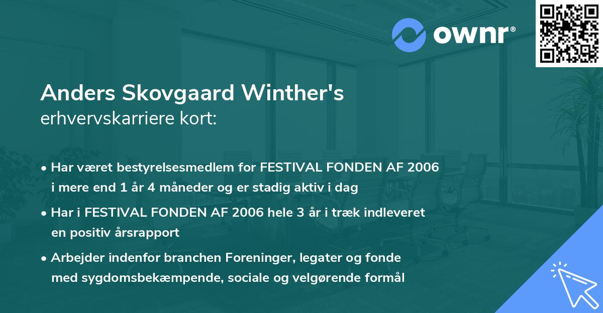 Anders Skovgaard Winther's erhvervskarriere kort