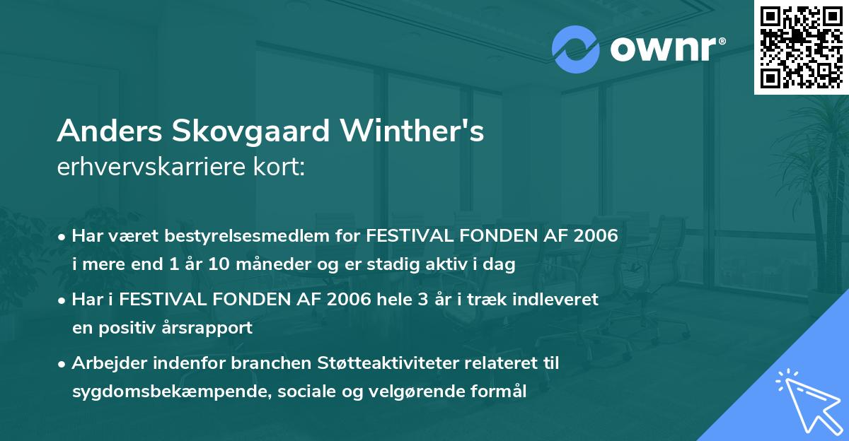 Anders Skovgaard Winther's erhvervskarriere kort