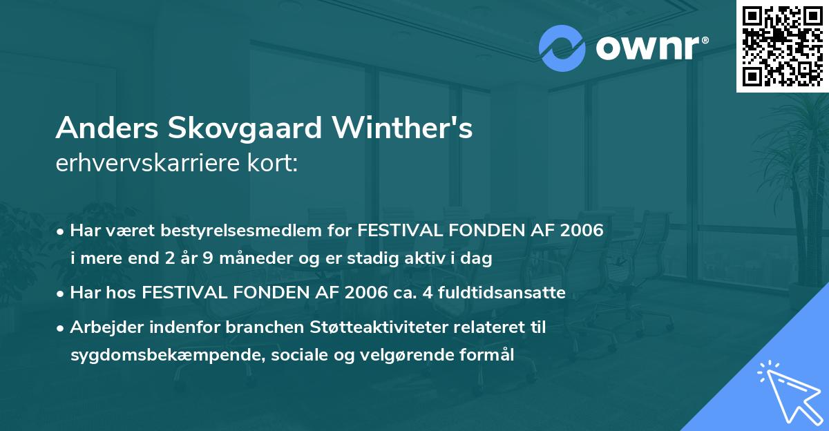 Anders Skovgaard Winther's erhvervskarriere kort