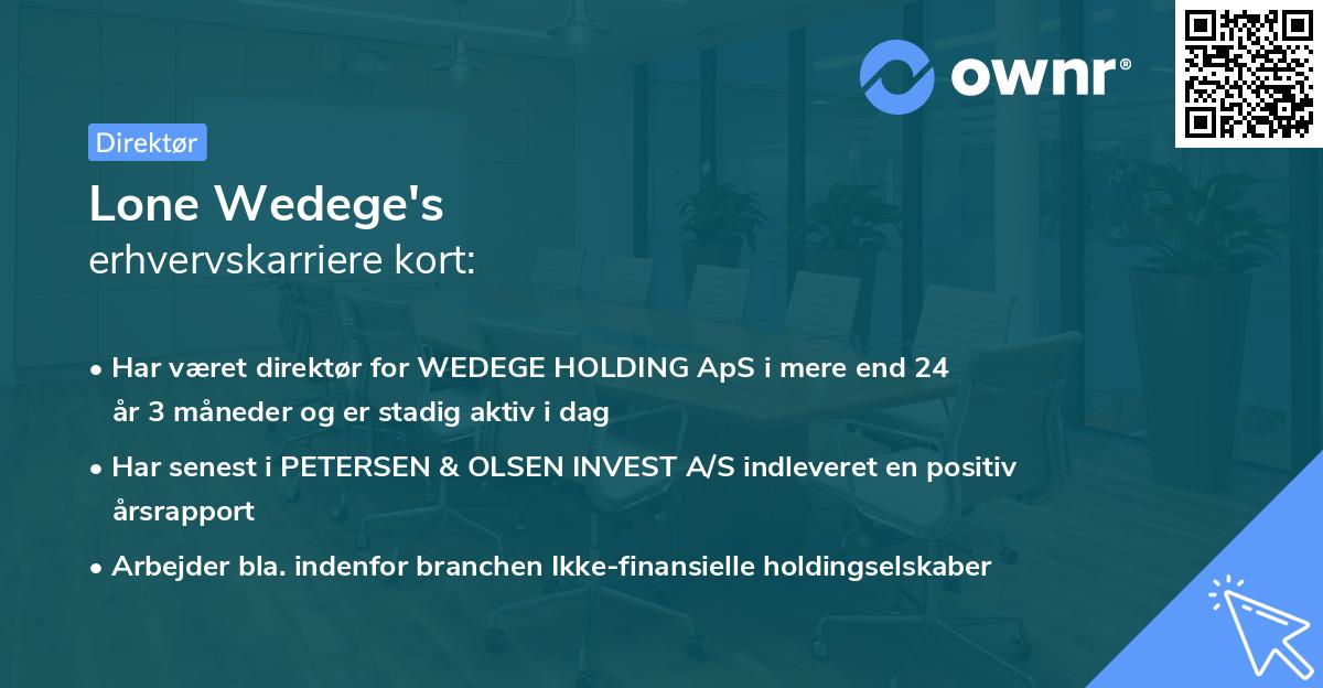 Lone Wedege's erhvervskarriere kort