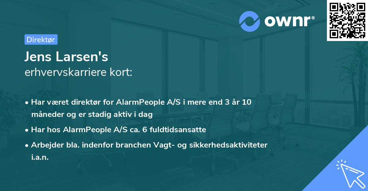 Jens Larsen's erhvervskarriere kort