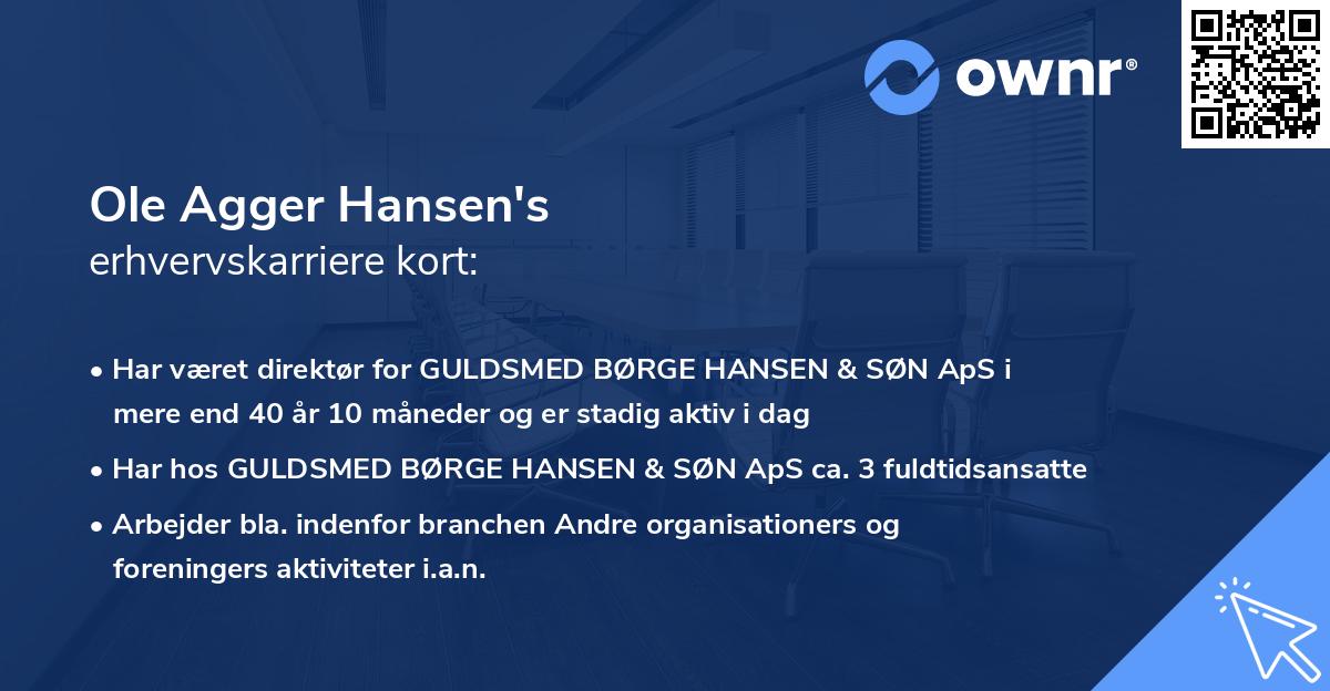 Ole Agger Hansen's erhvervskarriere kort