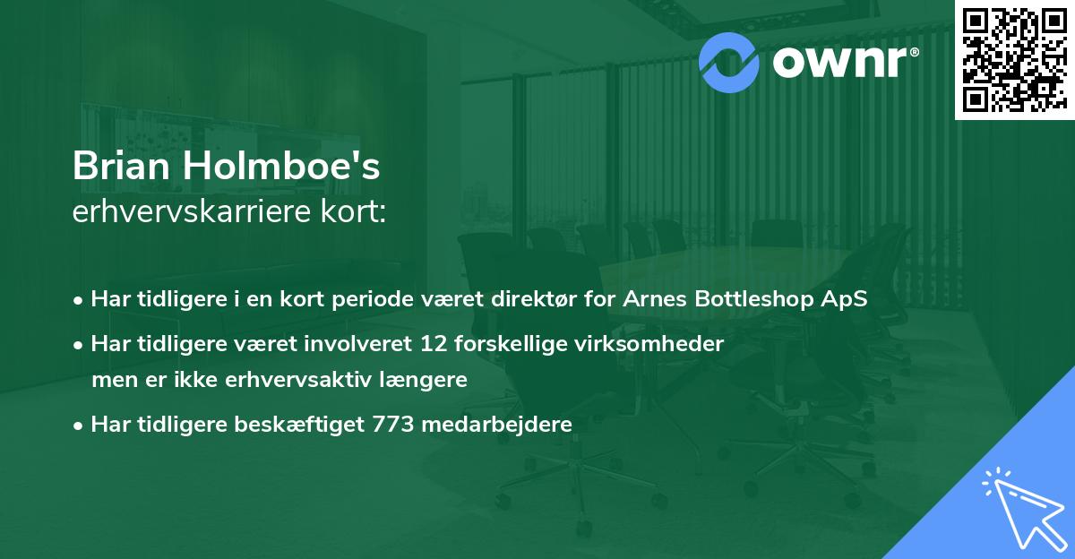 Brian Holmboe's erhvervskarriere kort